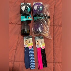 Bundle 2 Deluxe water misting fan and 2 (2pcs) scünci no slip head bands